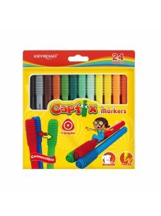   Rostirón, filctoll készlet összekapcsolható fejekkel 24 db/bliszter Keyroad Capfix vegyes színek