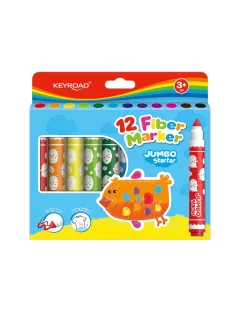   Rostirón, filctoll készlet erős, vastag hegyű 12 db/bliszter Keyroad Jumbo Starter vegyes színek