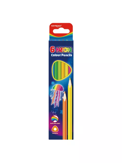Színes ceruza készlet háromszögletű Keyroad Neon 6 klf. neon szín
