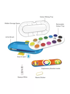   Vízfesték készlet 12 darabos, ecsettel és fehér fedőfestékkel Keyroad vegyes színek