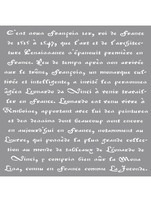 Festősablon francia felirat, 30,5x30,5cm