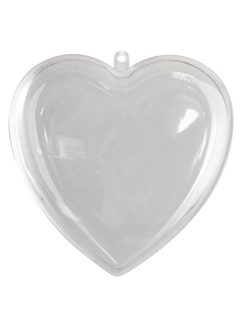Műanyag szív, 2 fél, 14 cm, átlátszó