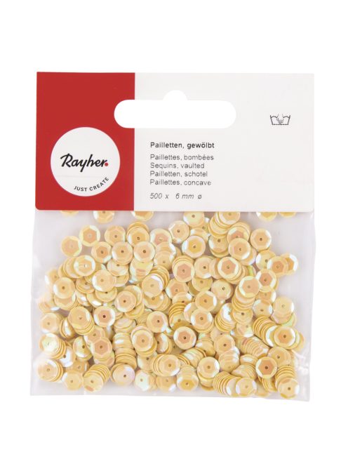 Pailletten, gewölbt, 6mm ø, irisierend gelb, SB-Btl 500Stück