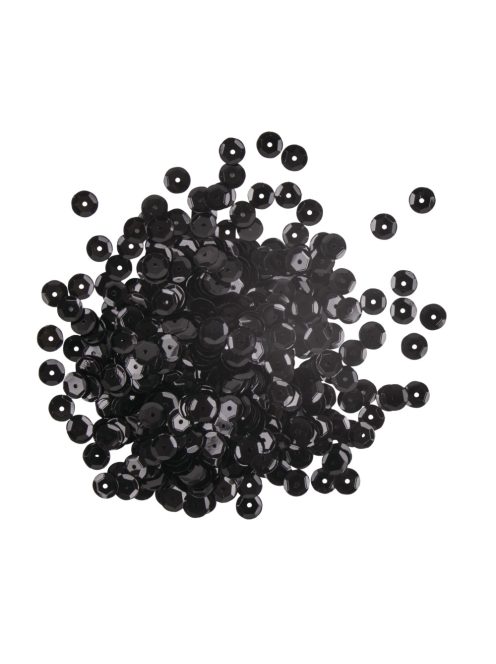 Tányéros flitter, 6 mm, fekete, 6g, mosható