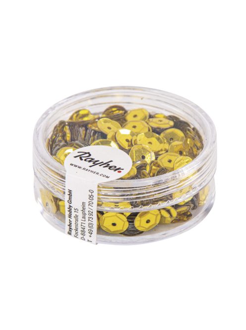 Tányéros flitter, 6 mm, sárgás arany, 6g, mosható