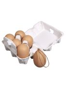 Műanyag tojás jutaakasztóval, natúr, 6x4cm, 6 db tojástartóban
