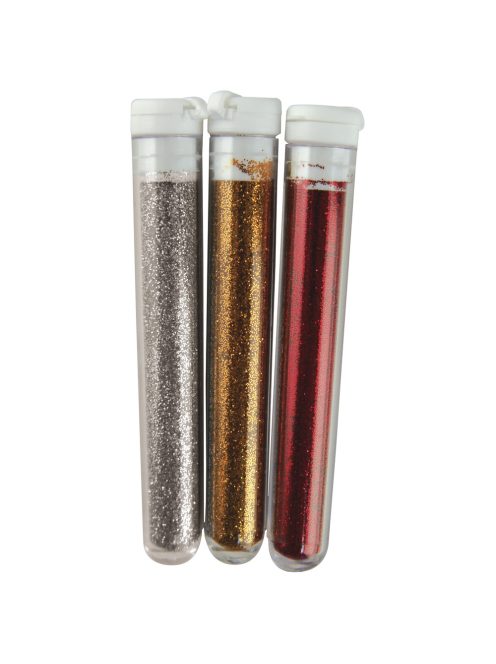 Finom flitter (csillámpor), arany/ezüst/piros, 3 szín á 3 g