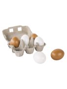 Műanyag tojás barna/fehér, 6cm átm.,tojástartóban, 6 db/tartó
