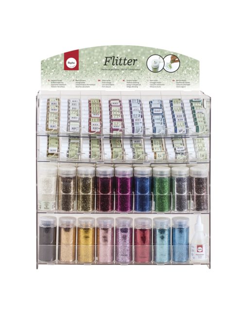 Csillámpor display III: 196 üvegcse + ragasztó