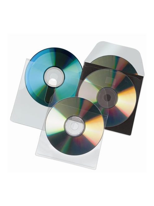 DJOIS CD tartó zseb, kiszedő réssel, öntapadó, 127x127 mm, DJOIS
