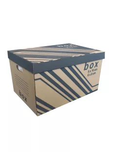   Archiváló konténer karton doboz fedeles 52x35x30cm, külön záródó levehető fedéllel Fornax
