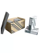 Archiváló konténer karton doboz fedeles 52x35x30cm, külön záródó levehető fedéllel Fornax