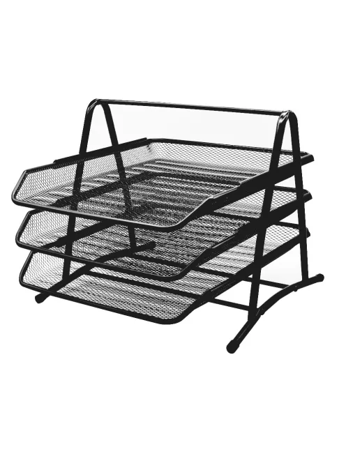 Fémhálós irattálca 3 szintes Bluering® fekete