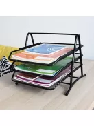 Fémhálós irattálca 3 szintes Bluering® fekete