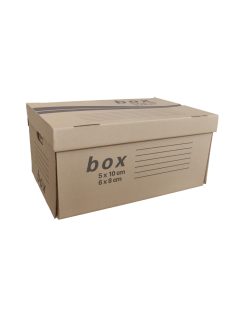   Archiváló konténer karton doboz fedeles 54x36x25cm, felfelé nyíló tetővel Fornax