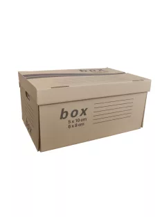   Archiváló konténer karton doboz fedeles 54x36x25cm, felfelé nyíló tetővel Fornax