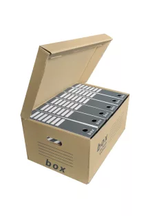   Archiváló konténer karton doboz fedeles 54x36x25cm, felfelé nyíló tetővel Fornax