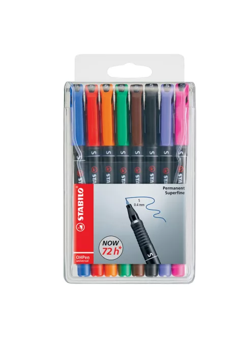 Alkoholos marker készlet 0,4mm, STABILO OHPen S, 8 klf. szín