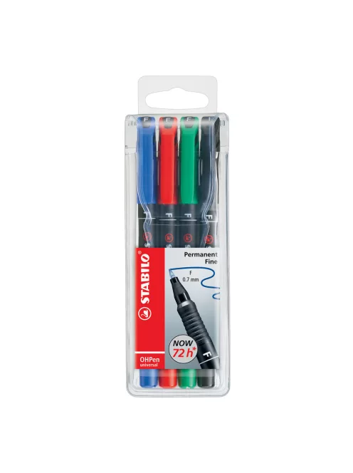 Alkoholos marker készlet 0,7mm, STABILO OHPen F, 4 klf. szín