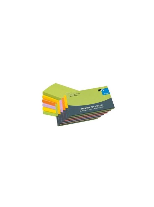 Jegyzettömb öntapadó, 75x125mm, 6x100lap, Info Notes, spring, zöld, sárga, narancs, lila