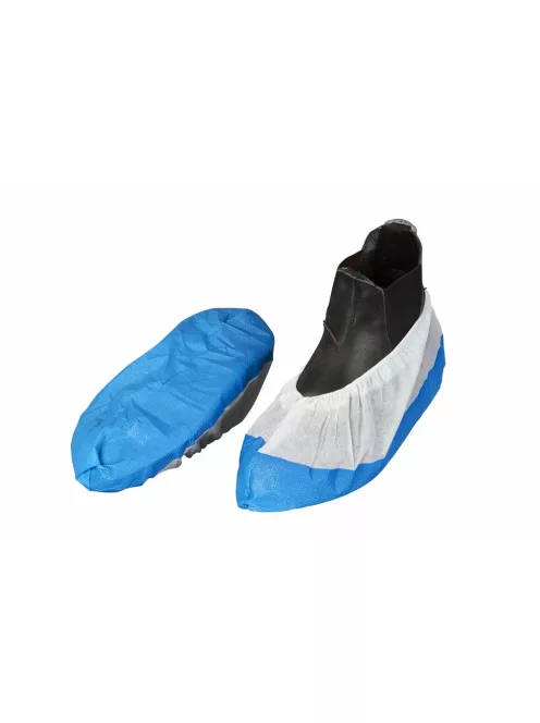 Egyszer használatos cipővédő megerősített 100 db/csomag kék/fehér