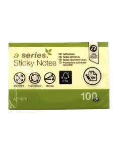 Jegyzettömb öntapadó 50x75mm 100lap A-Series sárga