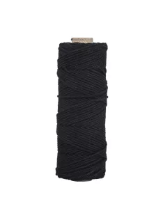 Pamutzsinór, 2mm átm., fekete, kb.180g, 70m