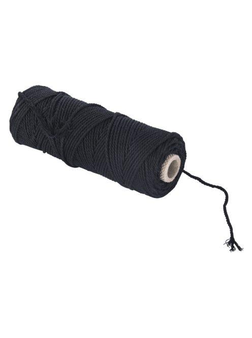 Pamutzsinór, 2mm átm., fekete, kb.180g, 70m