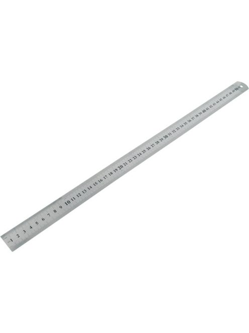 vonalzó, 50 × 3 cm, rozsdamentes acél; mindkét oldalán mm-es beosztás