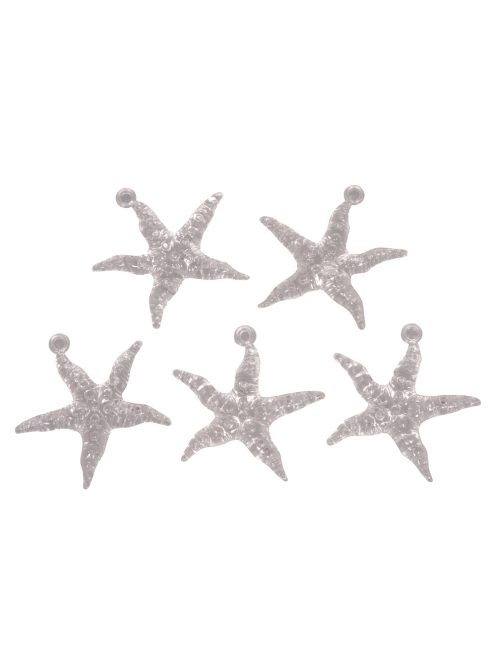 Akril tengeri csillag befűzőlyukkal, 4,5cm, 5 db