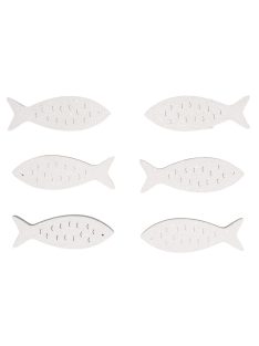 Famatrica halak, fehér, 5x1,5cm, csillámos, 6 db