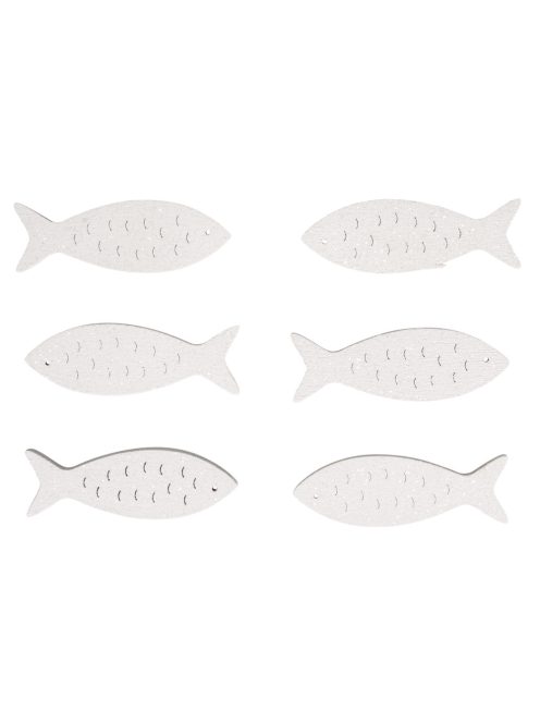 Famatrica halak, fehér, 5x1,5cm, csillámos, 6 db