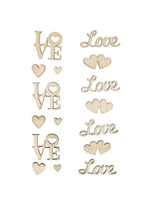 Felirat fából "Love", 13-darabos