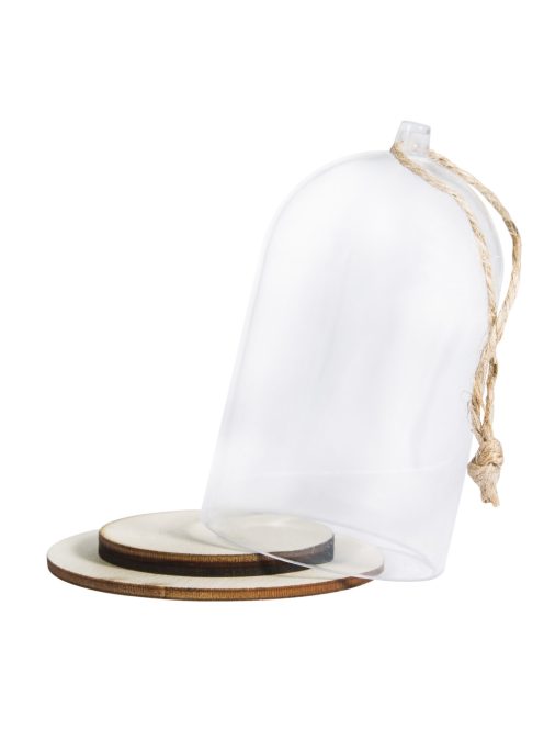 Műanyag harang talppal, 6cm átm.,9 cm magas, jutazsinórral