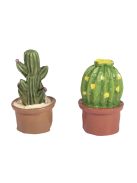 Poliresin kaktuszok ragasztópöttyel, 1,5x1,5x3cm, vegyes, PVC-Box 6 db