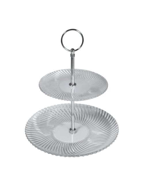 Üveg süteménytartó, 2-szintes, 24cm, átm.20/15cm