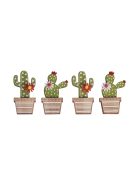 Famatrica kaktusz, 3,1x6,5cm, ragasztópöttyel, 4 db