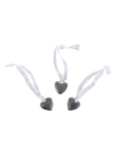 Fémfüggő szív, 2,5cm átm.,ezüst, 3 db