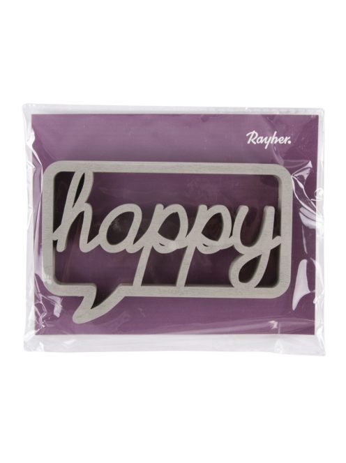Felirat fából szóbuborékban happy, szürkésbarna, 10x7x1cm, Beutel 1 db