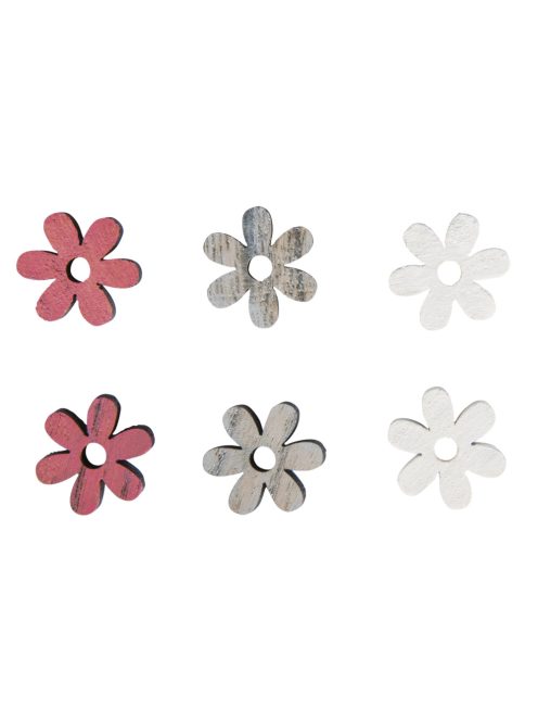 Famatrica virágok, 1,8cm átm.,fehér/pink/szürke, 0,8mm, 12 db