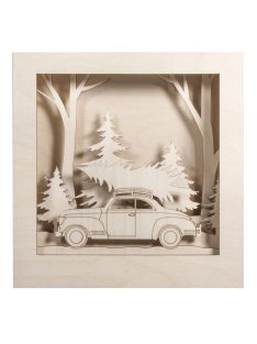   Fa építőkészlet 3D-s keret, autó, 30x30x6,6cm, 14-darabos