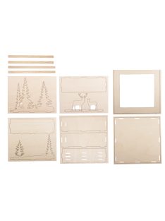   Fa építőkészlet 3D-s keret, téli tájkép, 20x20x6,6cm, 14-darabos