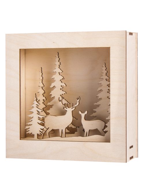 Fa építőkészlet 3D-s keret, téli tájkép, 20x20x6,6cm, 14-darabos