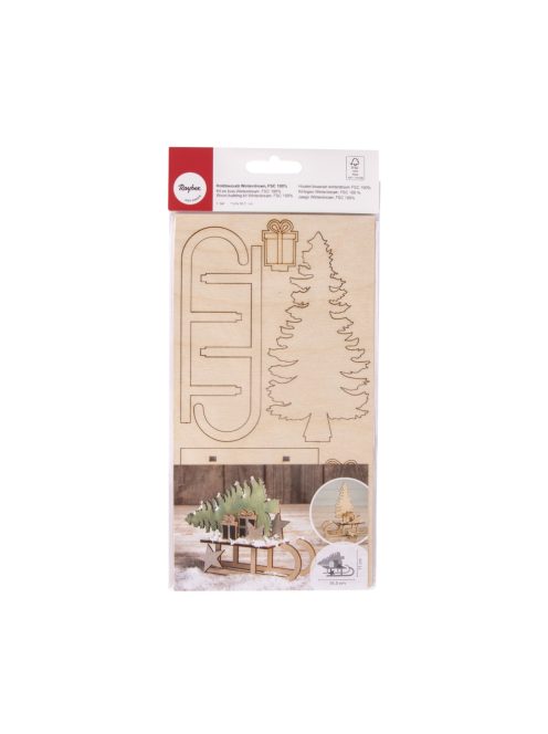 Fa építőkészlet téli álom, 11x5x16,5cm, 9-darabos