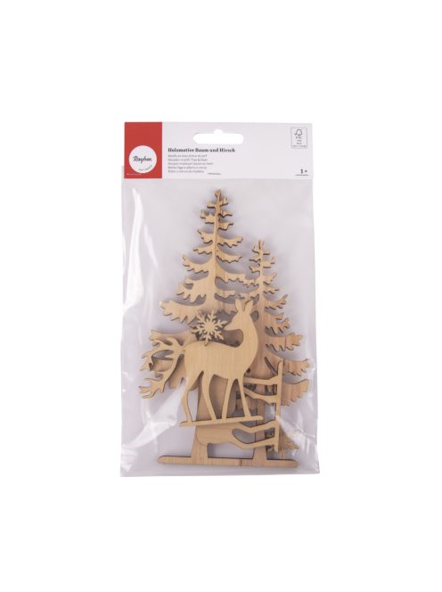 Fa építőkészlet: szarvas és fenyőfa, 3-10,8 x 3-18,5cm, 6 db