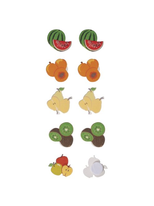 Famatrica gyümölcsök, 2cm átm., ragasztópöttyel, 10 db