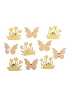   Famatrica virág és pillangó 3cm átm., ragasztópöttyel, 10 db