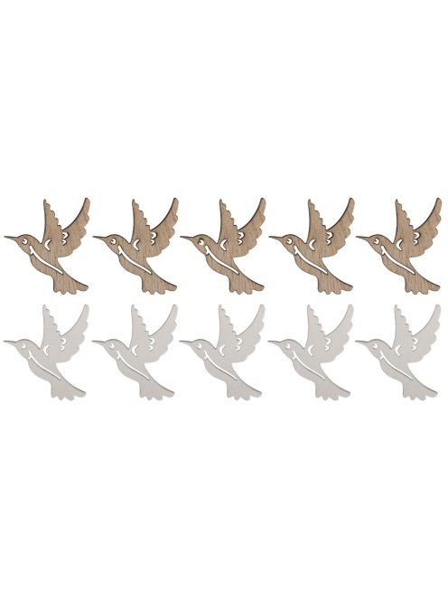 Famatrica kolibri, 4x4cm, fehér/natúr, 10 db