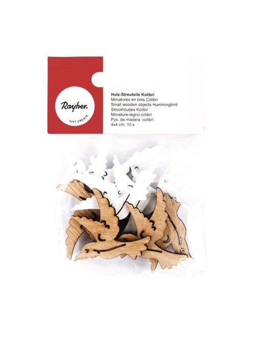 Famatrica kolibri, 4x4cm, fehér/natúr, 10 db