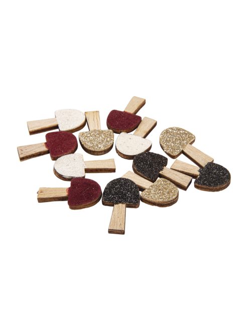 Famatrica gomba ragasztópöttyel, 2,5x1,5cm, csillámos, 12 db